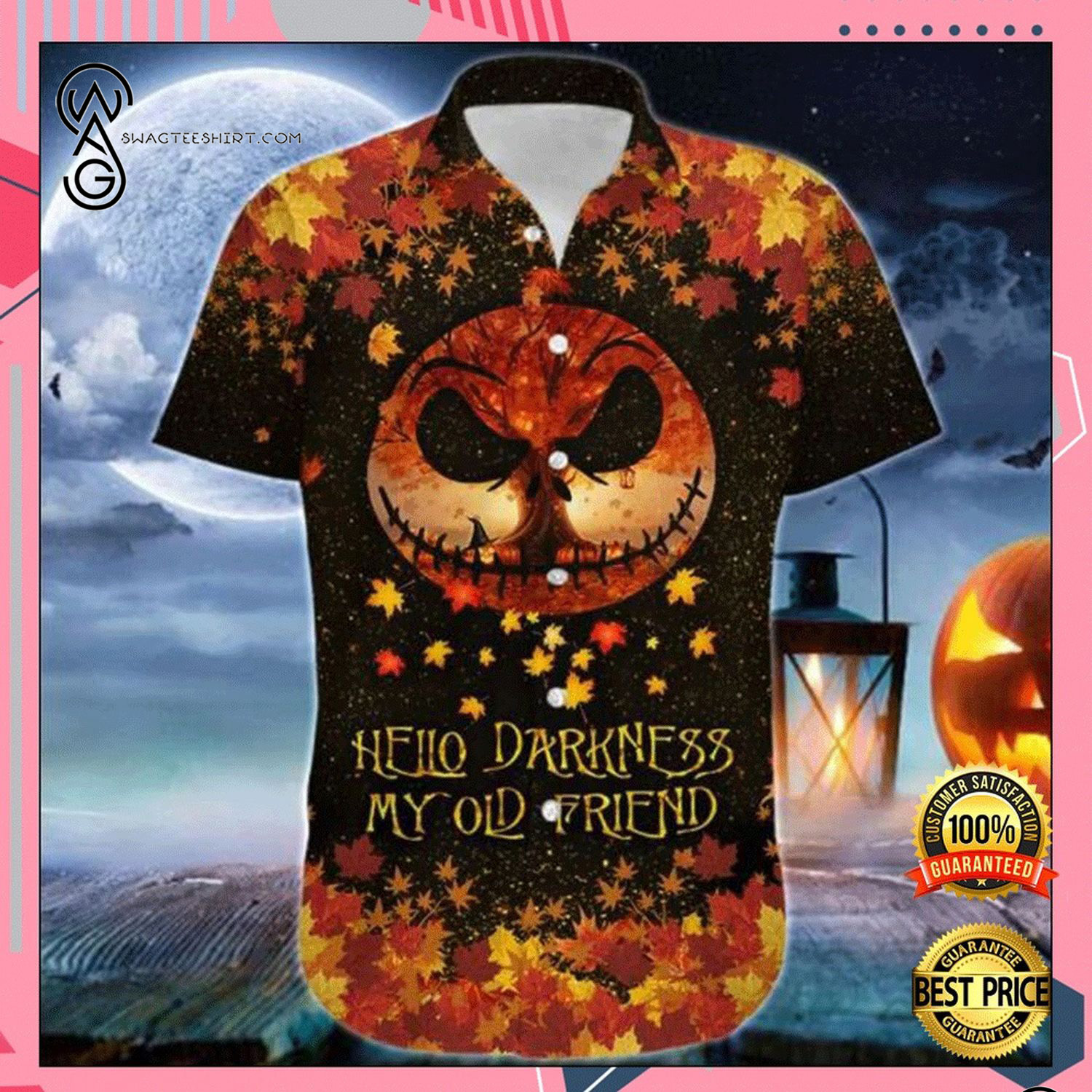 [Top Trending] Jack Skellington Hello Darkness My Old Friend Halloween Casual Beach Full Printing Hawaiian Shirt